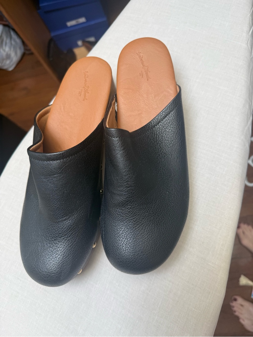 Black faux Leather Slip-On Clogs - Women universal thread size 11 with studs